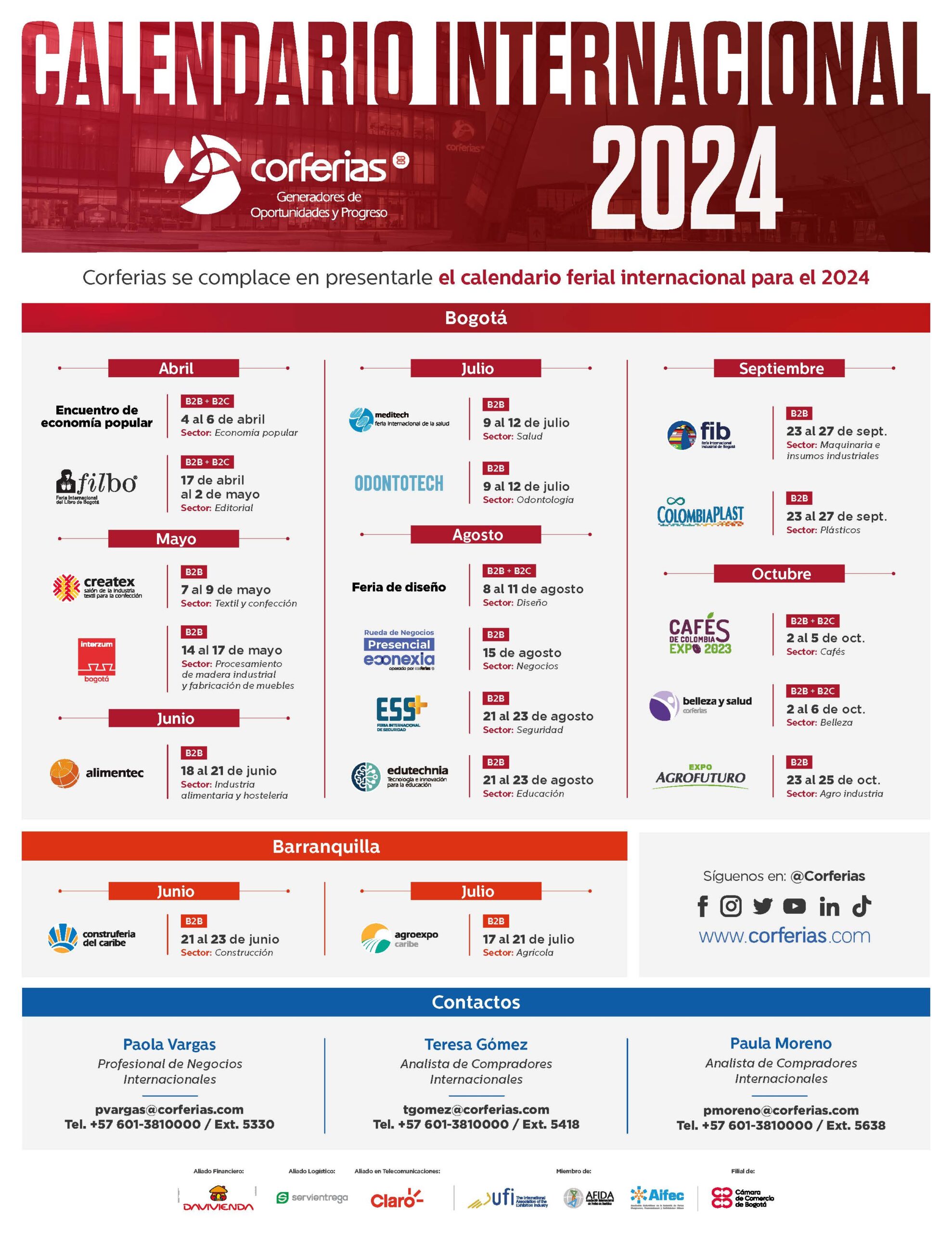 CALENDARIO FERIAL CORFERIAS Boletín Informativo CCIAP
