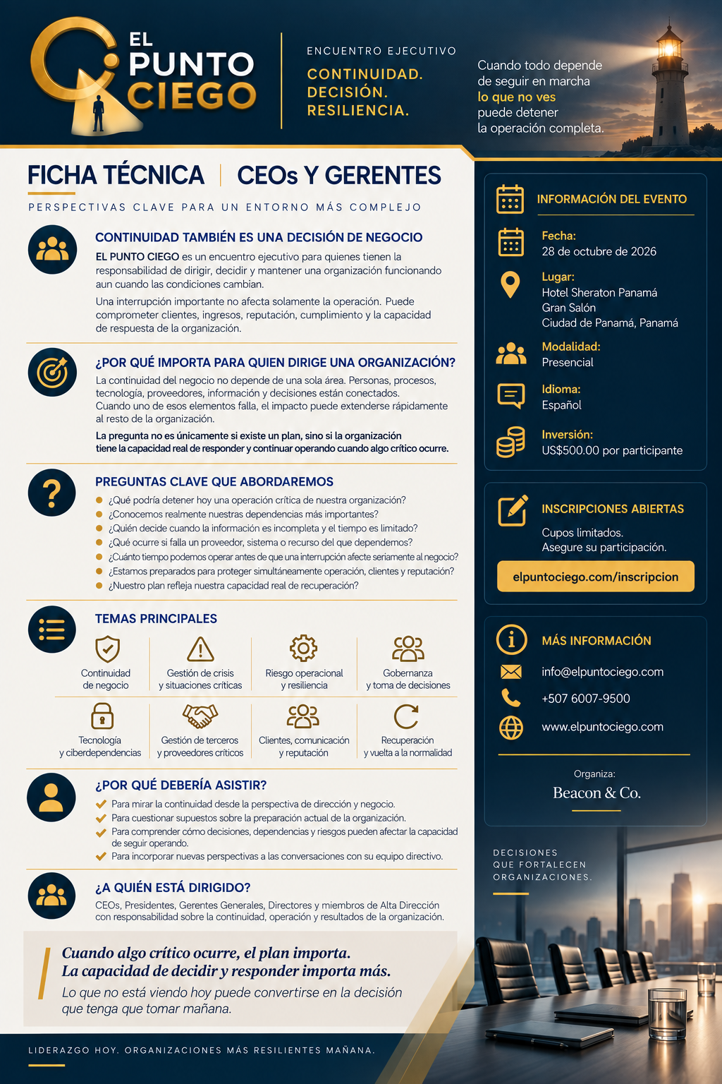 PUNTO CIEGO- ENCUENTRO EJECUTIVO DE CONTINUIDAD, RIESGO Y RESILIENCIA EMPRESARIAL / 28 OCT. 2026  