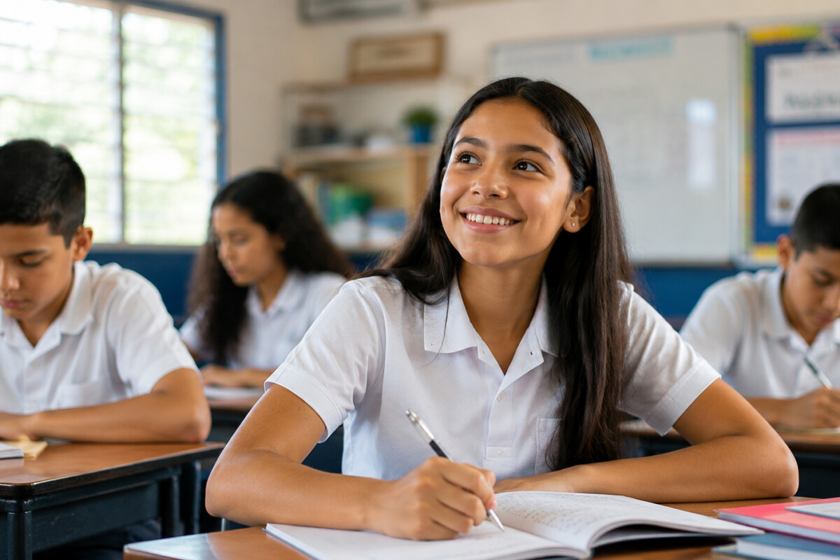 Estudiantes panameños en un aula de clases, participando en su formación académica y construyendo oportunidades para su futuro.